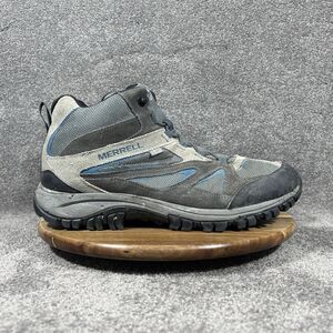 Merrell Phoenix Bluff Mid Mens Size 14 Grey Blue Waterproof Hiking Boots Used